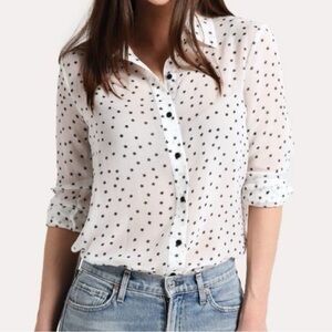 BB Dakota Interstellar Star Flowy White Star Print Blouse Size L